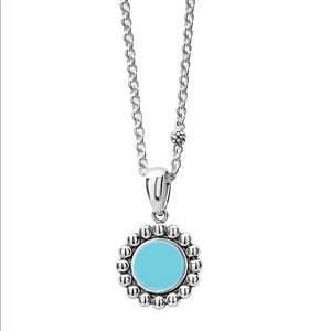 Lagos Sterling Silver Maya Turquoise Blue Circle Pendant Necklace 18"
